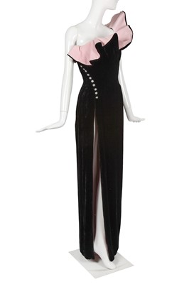 Lot 160 - A Ralph & Russo haute couture back velvet and pink silk sheath Autumn-Winter 2018-19