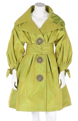 Lot 309 - A Christian Lacroix couture chartreuse silk...