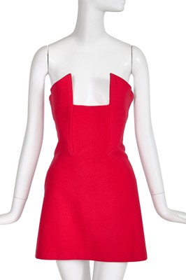 Lot 262 - A Yohji Yamamoto red felted wool minidress, Autumn-Winter 1990-91