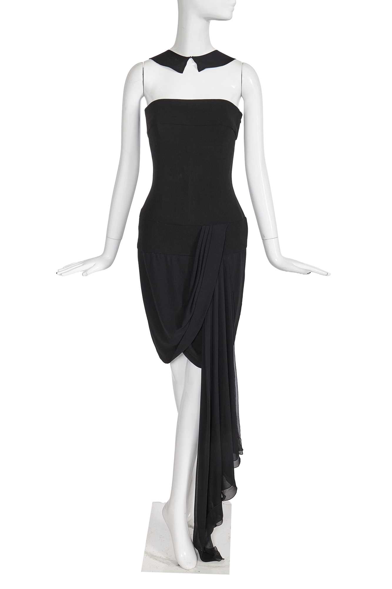 Lot 47 - A Chanel by Karl Lagerfeld black crêpe and chiffon little black dress, Spring-Summer 1990