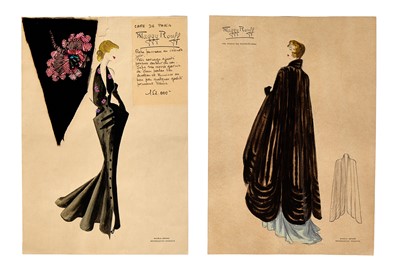 Lot 483 - A Maggy Rouff watercolour sketch for 'Cafe de Paris', late 1940s-early 1950s