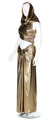 Lot 304 - An Yves Saint Laurent sari-style gold lamé...