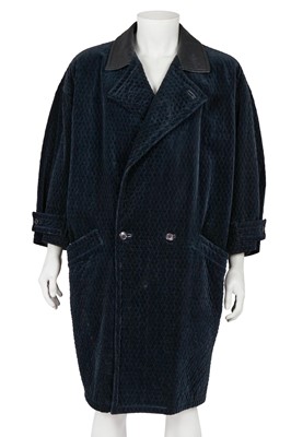 Lot 515 - A Gianni Versace men's midnight blue velvet double-breasted coat, circa 1984