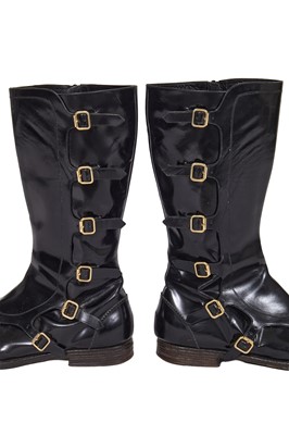 Lot 319 - A pair of Alexander McQueen men's black leather monkstrap boots, probably 2000s