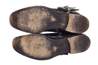 Lot 319 - A pair of Alexander McQueen men's black leather monkstrap boots, probably 2000s