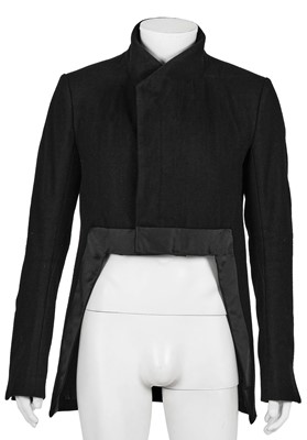 Lot 328 - A Rick Owens men's black satin and melton wool tailcoat, Autumn-Winter 2011-12