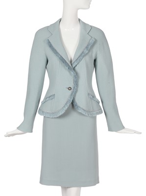 Lot 241 - A Christian Dior by John Galliano powder blue wool suit, 'Dior's Little Sweetheart Pin-Ups' collection, Autumn-Winter 1997-98