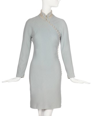 Lot 244 - A Christian Dior by John Galliano powder blue moss crêpe cheongsam, 'Dior's Little Sweetheart Pin-Ups' collection, Autumn-Winter 1997-98