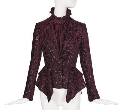 Lot 100 - A Gucci by Frida Giannini plum silk damask jacket and blouse, Autumn-Winter 2012-13