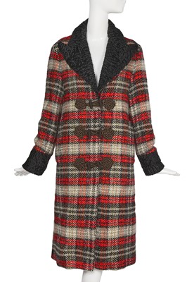 Lot 93 - A Gucci by Alessandro Michele red and black tweed and astrakhan fur coat, Autumn-Winter 2017-18