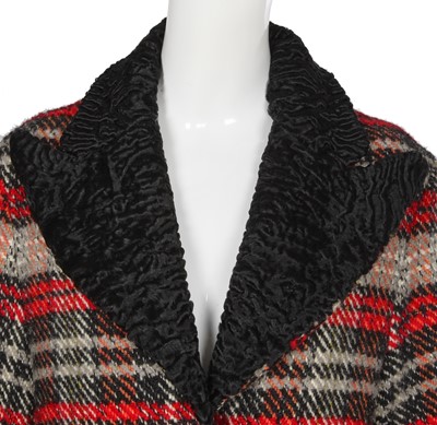 Lot 93 - A Gucci by Alessandro Michele red and black tweed and astrakhan fur coat, Autumn-Winter 2017-18