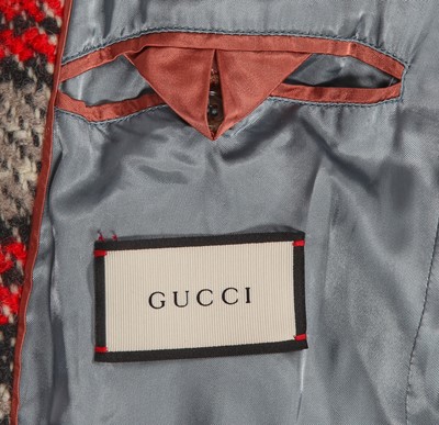 Lot 93 - A Gucci by Alessandro Michele red and black tweed and astrakhan fur coat, Autumn-Winter 2017-18
