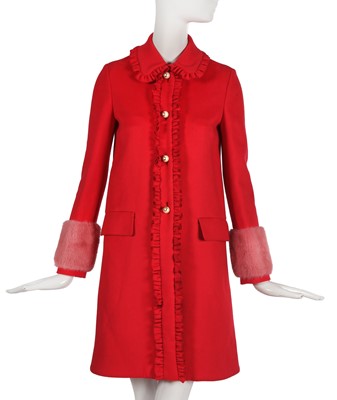 Lot 97 - A Gucci by Alessandro Michele red wool and mink coat, circa 2016