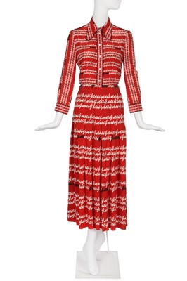 Lot 95 - A Gucci by Alessandro Michele printed red crêpe de chine ensemble, Spring-Summer 2016