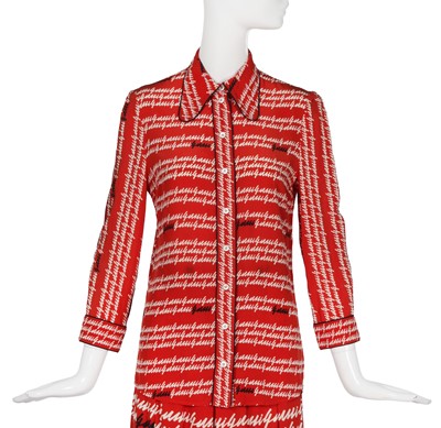 Lot 95 - A Gucci by Alessandro Michele printed red crêpe de chine ensemble, Spring-Summer 2016