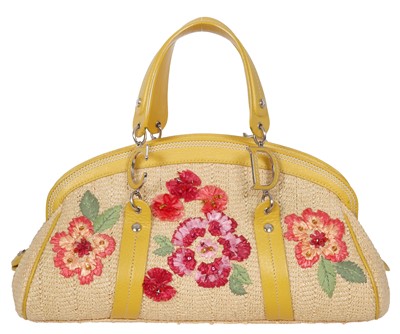 Lot 224 - A Christian Dior by John Galliano raffia and leather handbag, 2005