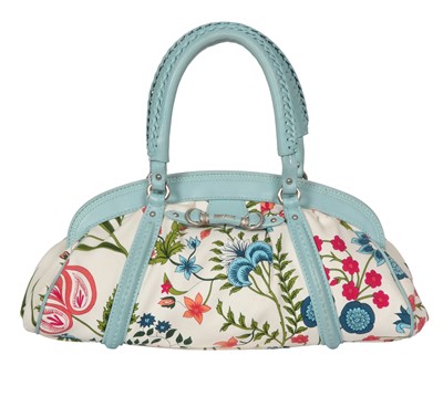 Lot 216 - A Christian Dior by John Galliano blue leather and printed canvas 'My Dior' bag, 2007