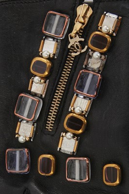 Lot 47 - A pair of Chanel by Karl Lagerfeld embellished black lambskin glovelettes, 'Paris-Byzantium' collection, Métiers d'Art, Pre-Fall 2011