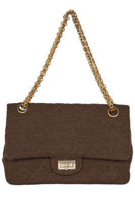Lot 88 - A Gabrielle Chanel quilted brown jersey 2.55 handbag, 1960s