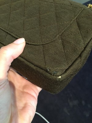 Lot 88 - A Gabrielle Chanel quilted brown jersey 2.55 handbag, 1960s