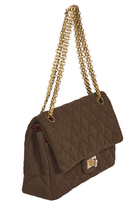 Lot 88 - A Gabrielle Chanel quilted brown jersey 2.55 handbag, 1960s