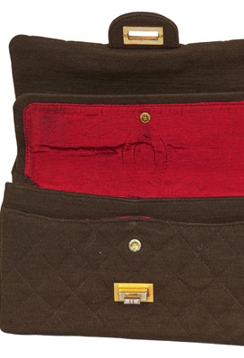 Lot 88 - A Gabrielle Chanel quilted brown jersey 2.55 handbag, 1960s