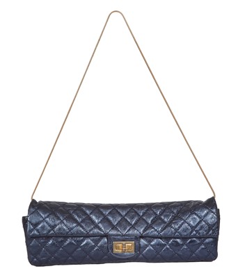 Lot 55 - A Chanel by Karl Lagerfeld metallic blue leather evening bag, 2008-2009