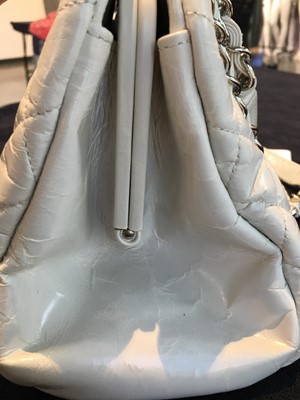Lot 33 - A Chanel by Karl Lagerfeld white quilted patent leather shoulder bag, 2011