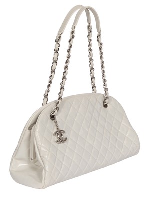 Lot 33 - A Chanel by Karl Lagerfeld white quilted patent leather shoulder bag, 2011