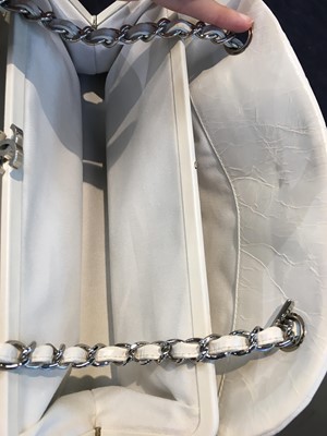 Lot 33 - A Chanel by Karl Lagerfeld white quilted patent leather shoulder bag, 2011