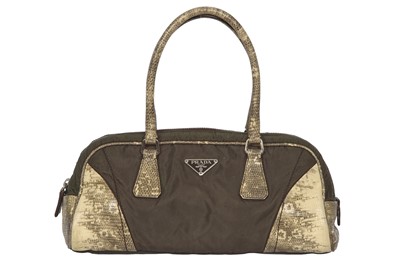 Lot 123 - A Prada brown nylon and lizard-skin handbag, 2000s