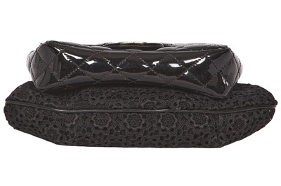 Lot 40 - A Chanel by Karl Lagerfeld 'Coco Twin' black patent leather and lace evening bag, 'Farm' collection, Spring-Summer 2010