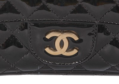 Lot 40 - A Chanel by Karl Lagerfeld 'Coco Twin' black patent leather and lace evening bag, 'Farm' collection, Spring-Summer 2010