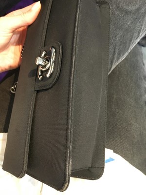 Lot 56 - A Chanel by Karl Lagerfeld mini black grosgrain flap bag, 2008-2009