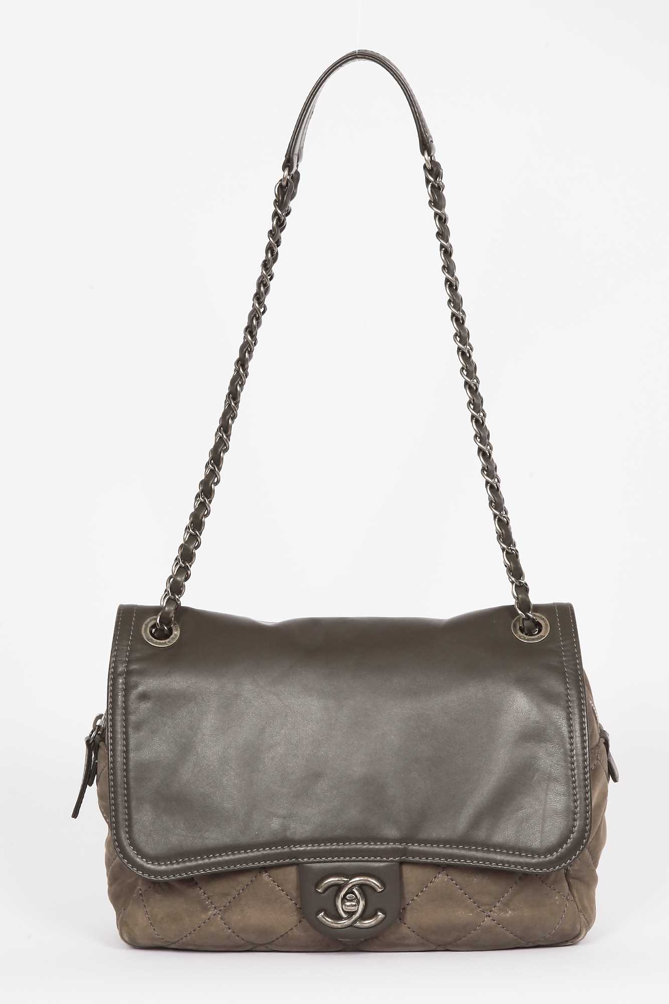 Lot 30 - A Chanel by Karl Lagerfeld grey quilted leather flap bag, 2011