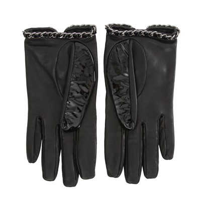 Lot 44 - A pair of Chanel by Karl Lagerfeld black patent leather gloves, 2010s