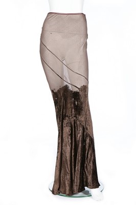 Lot 295 - A John Galliano bias cut brown velvet/chiffon...