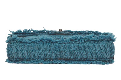 Lot 71 - A Chanel by Karl Lagerfeld turquoise tweed flap bag, 2002-03