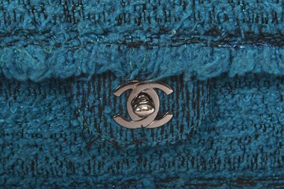 Lot 71 - A Chanel by Karl Lagerfeld turquoise tweed flap bag, 2002-03