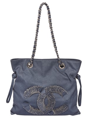 Lot 49 - A Chanel by Karl Lagerfeld blue denim tote bag, 2008-09