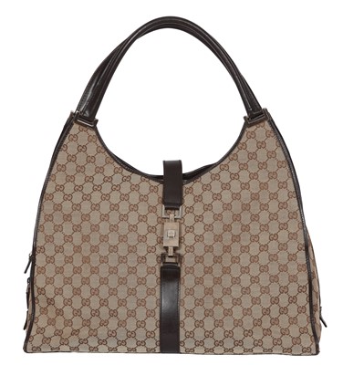 Lot 113 - A Gucci canvas and leather 'Bardot' large shopper bag, 1990s