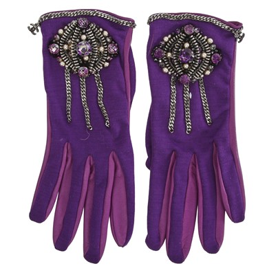 Lot 64 - A pair of Chanel by Karl Lagerfeld purple leather gloves, 2000s
