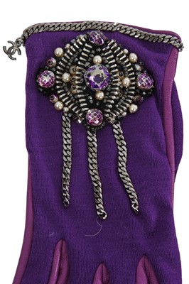 Lot 64 - A pair of Chanel by Karl Lagerfeld purple leather gloves, 2000s