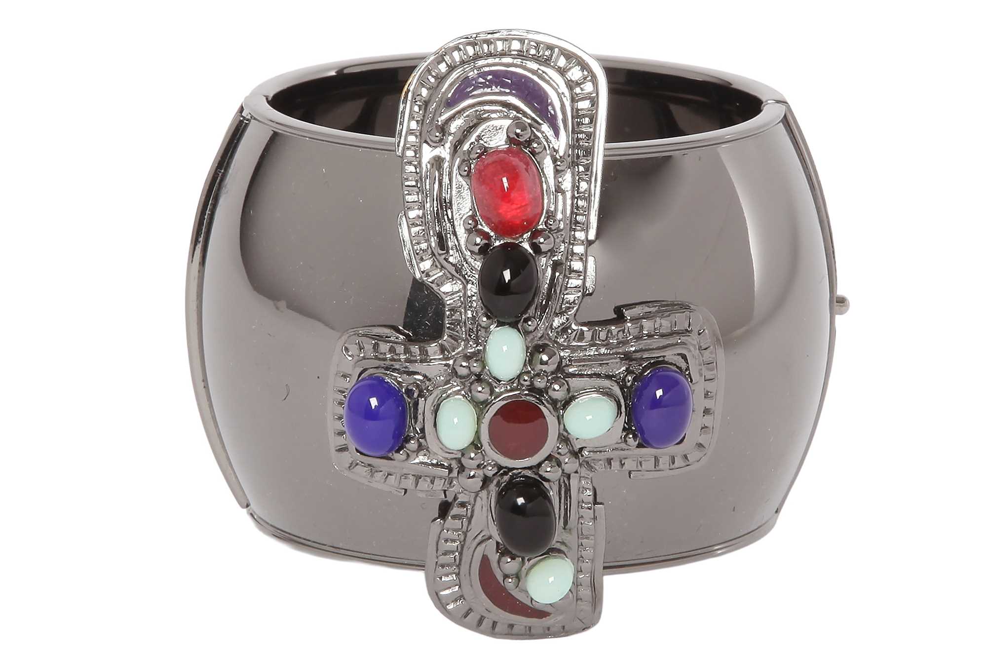 Lot 69 - A Chanel by Karl Lagerfeld ruthenium-tone cuff bracelet, Autumn-Winter 2003-04