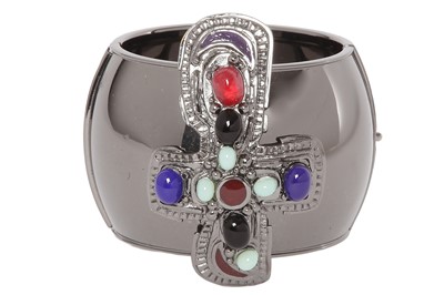 Lot 69 - A Chanel by Karl Lagerfeld ruthenium-tone cuff bracelet, Autumn-Winter 2003-04
