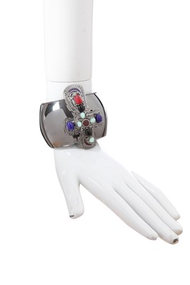 Lot 69 - A Chanel by Karl Lagerfeld ruthenium-tone cuff bracelet, Autumn-Winter 2003-04