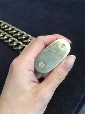 Lot 16 - A Chanel by Karl Lagerfeld pink tweed padlock necklace, 'Supermarket' collection, Autumn-Winter 2014-15