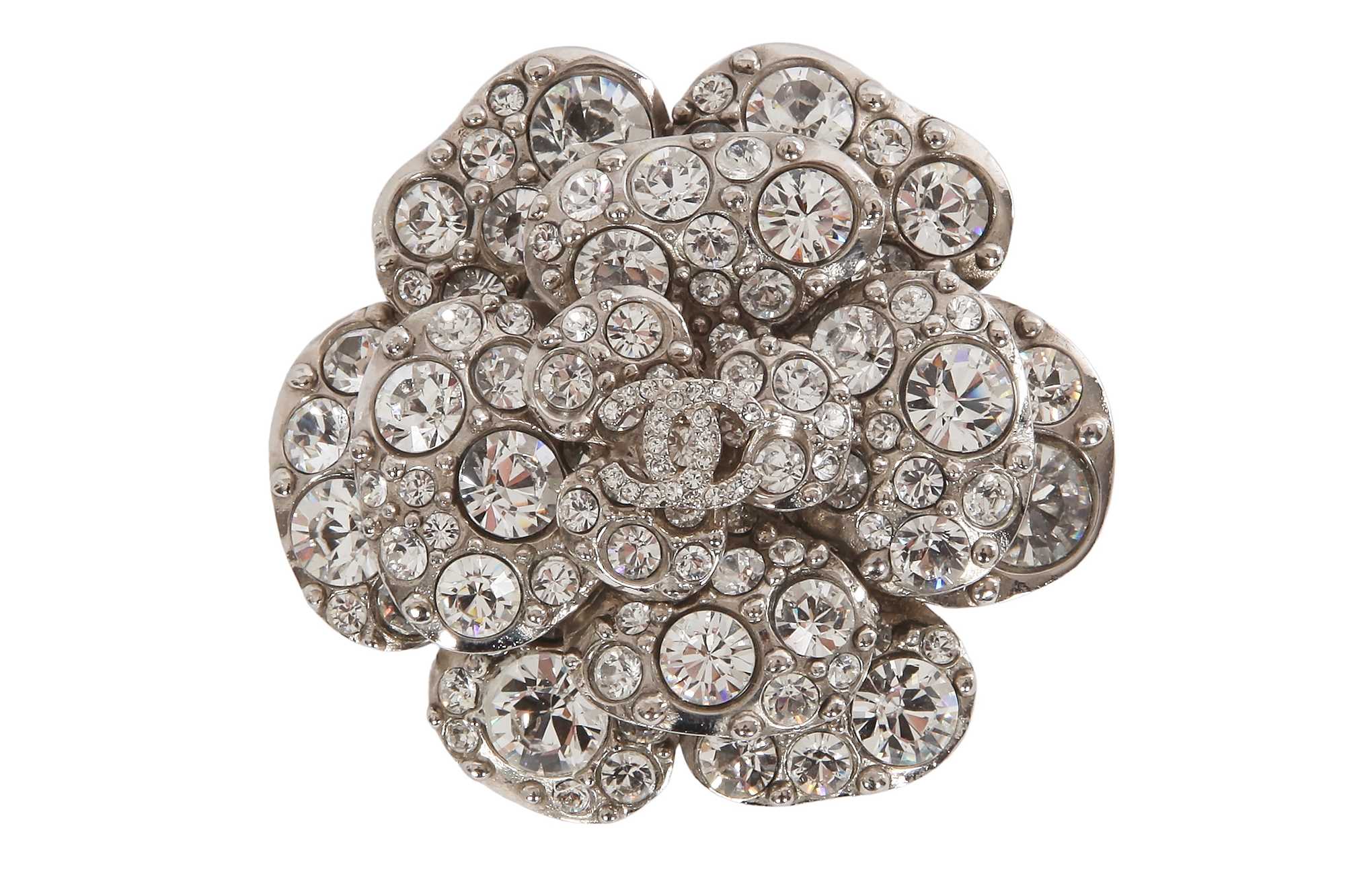 Lot 32 - A Chanel by Karl Lagerfeld rhinestone camellia brooch, 2011