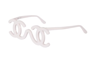 Lot 82 - A pair of Chanel by Karl Lagerfeld white plastic glasses, Autumn-Winter 1994-95