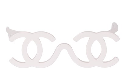 Lot 82 - A pair of Chanel by Karl Lagerfeld white plastic glasses, Autumn-Winter 1994-95
